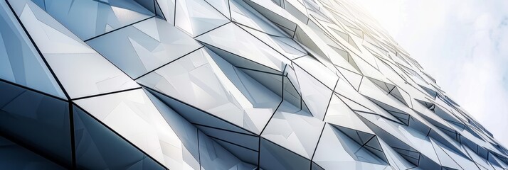 Architecture details Modern building Futuristic Metal wall tiles facade and space. International Museum Day 