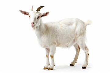 cute goat isolated on white background studio shot