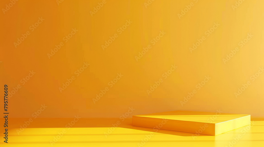 Poster sleek orange pedestal for displaying products in a monochrome environment