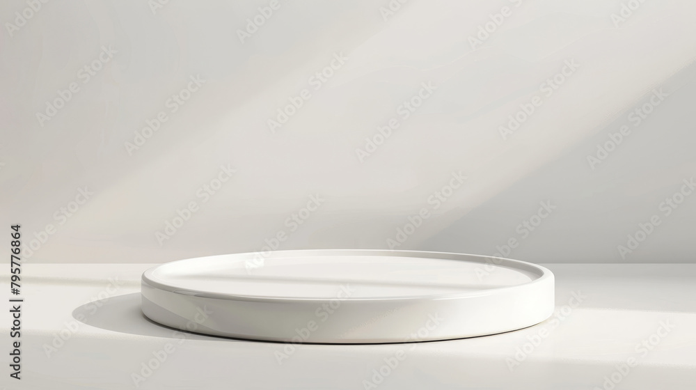 Poster circular white pedestal for displaying products in gentle lighting