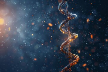 dna double helix structure with glowing elements genetic code and biotechnology concept digital illustration