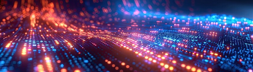 Fototapeta premium Abstract digital data stream with glowing binary code