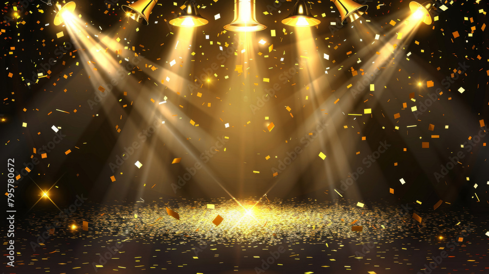 Poster Elegant podium with sparkling lights and confetti, ideal for product display