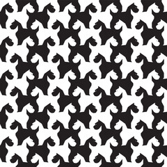 Abstract black and white terrier dog design pattern on repeat pattern