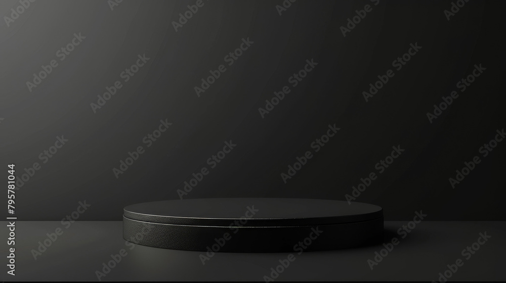 Aufkleber elegant 3d render of a black podium for product showcasing in a dark setting