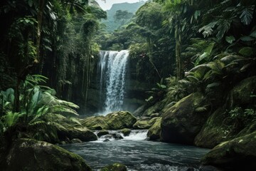 Waterfall vegetation rainforest outdoors