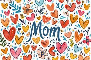 background full of hearts and kisses for a mothers day card