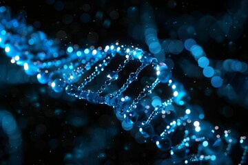 glowing blue dna molecule structure floating in dark space genetic engineering 3d illustration