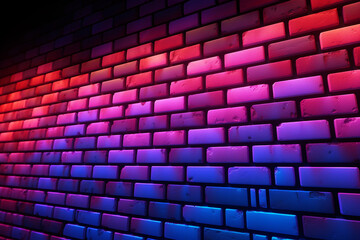 Obraz premium Brick wall with neon action background