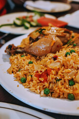 Delightful Plate of Arroz Con Pollo, Culinary World Tour, Food and Street Food