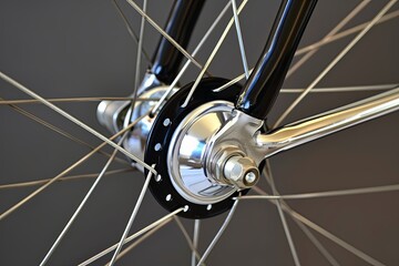 Obraz premium bicycle parts on a black background. stars and connecting rods. Steering wheel. nuts close-up