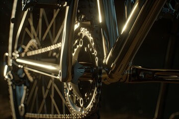 Obraz premium bicycle parts on a black background. stars and connecting rods. Steering wheel. nuts close-up