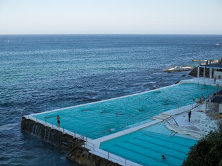 Fototapeta na wymiar Icebergs Club Swimming Pool at the end of the day