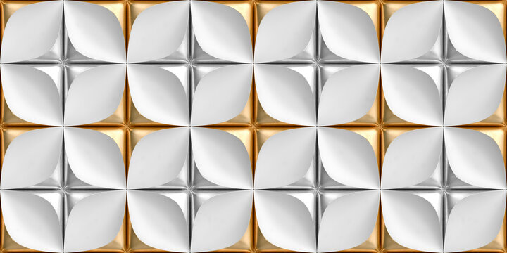 3D tiles made of white leather