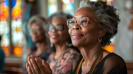 Fototapeta premium afro american woman at a church service