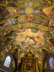 Fototapeta na wymiar Fresco covered interior of St Nicolas de Bari and St Peter Martir Church
