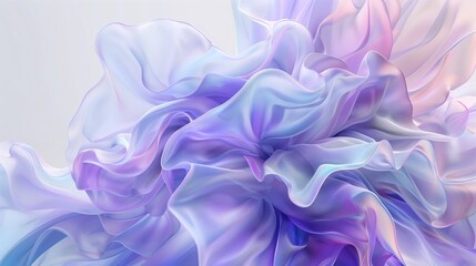 A hyperrealistic digital art of an abstract flower, composed entirely of flowing fabrics in soft pastel colors.