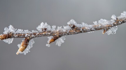 Close up of icy branch