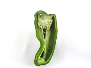 natural green pepper on white background