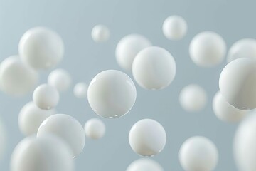 minimalist 3d render of white geometric spheres floating in space abstract digital art