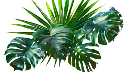 Tropical background with monstera leaves. 3d illustration.