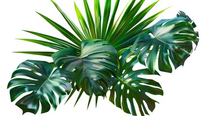 Fototapeta premium Tropical background with monstera leaves. 3d illustration.