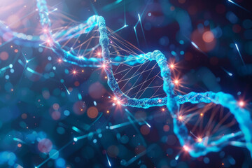 A graph line intertwined with a DNA strand, representing biotech or healthcare innovation