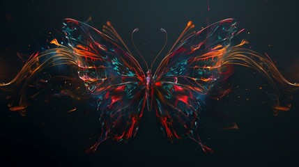 Beautiful butterfly on a black background. 3d rendering, 3d illustration.