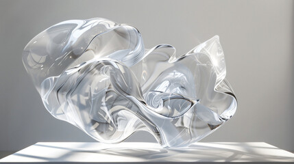 Reflective Intrigue: Contemporary Abstract Sculpture with Mirrored Glass and Geometric Shapes