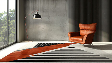 Bold Geometry: Contemporary Rug with Striking Patterns and Contrasting Colors