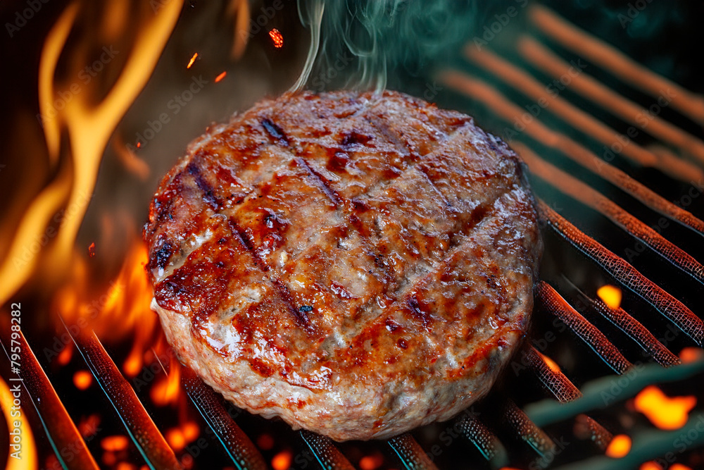 Canvas Prints grilled hamburger meat