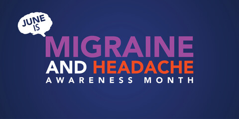 National Migraine and headache awareness month is observed every year in June. banner design template Vector illustration background design.