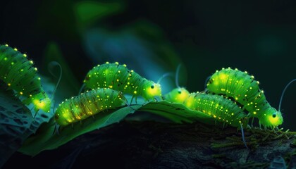 The caterpillar of the butterfly Cethosia cyane, with its vivid stripes and spiky protrusions. 🐛✨ Its vibrant colors and unique textures stand out against the surrounding foliage, indicating its - obrazy, fototapety, plakaty
