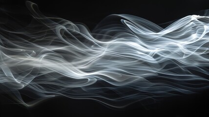 Fototapeta premium the sublime beauty of abstract art as white paint unfurls like wisps of smoke against a midnight black canvas, its ethereal forms captured in exquisite detail by an advanced HD camera,