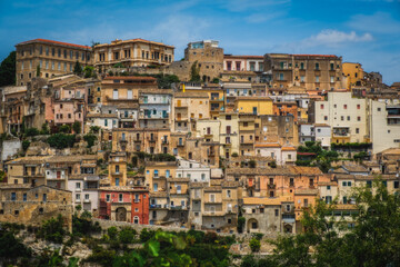 Panoramic view on Ragusa city. Sicily island, Italy. June 2023