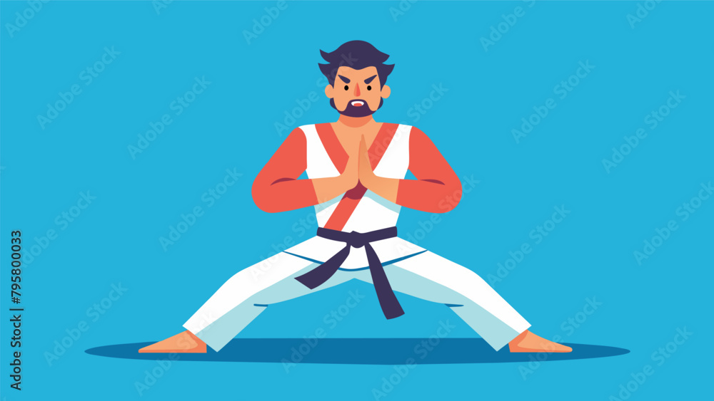 Poster a martial artist performs a series of breathing exercises as part of their warmup routine preparing 