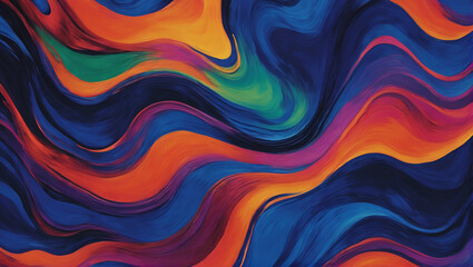 Visuals of cascading streams of vivid fluid in a palette of bold and modern colors, including cobalt blue, emerald green, magenta, and fiery orange, set against a backdround ULTRA HD 8K