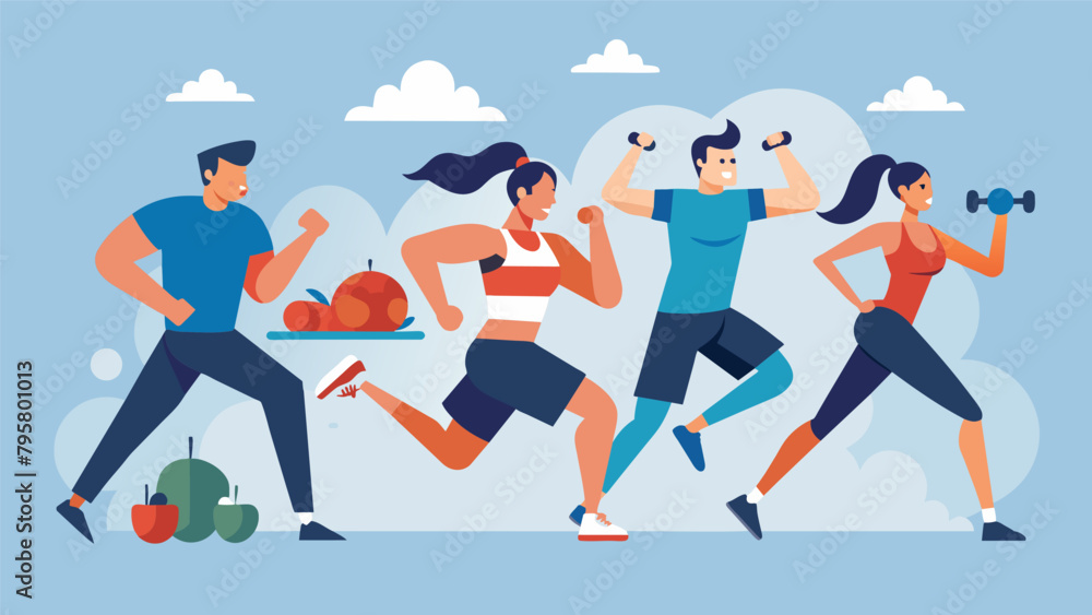 Poster a group of fighters performing highintensity interval training switching between periods of intense 