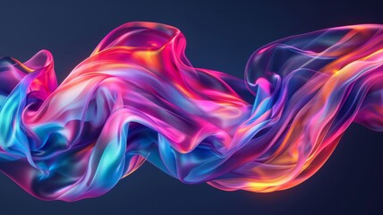 Fototapeta premium Immerse yourself in the beauty of this abstract fluid iridescent holographic neon curved wave in motion