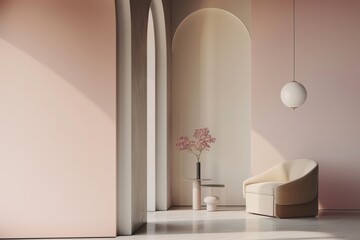 A room with a white wall and a pink wall