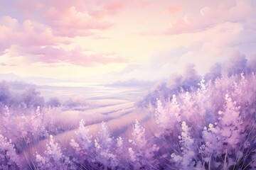 Painting of lavender border backgrounds landscape outdoors