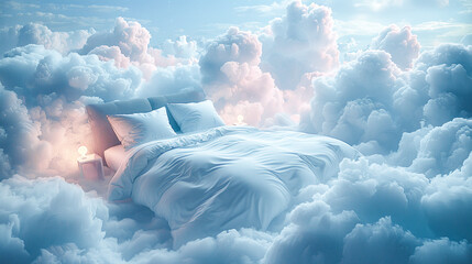 bed in the clouds symbolic for good sleep