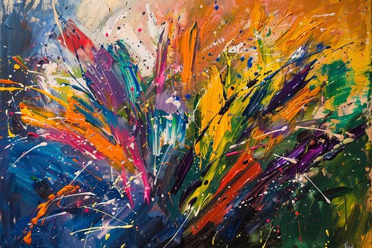 This oil painting is a symphony of color, a visual celebration that dances across the canvas with unrestrained energy.