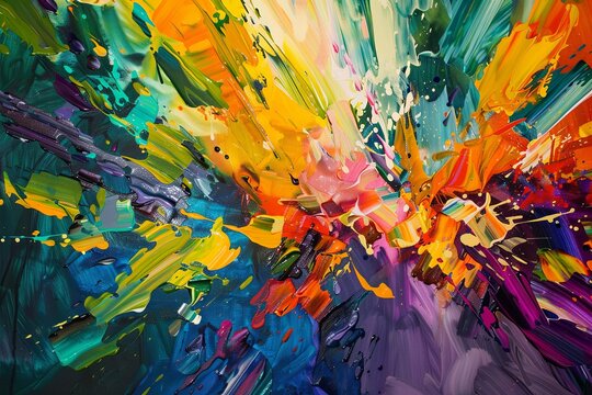 This oil painting is a symphony of color, a visual celebration that dances across the canvas with unrestrained energy.