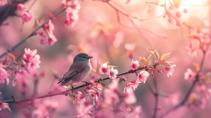 romantic light in nature light in the garden with blossoms 