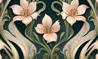 wallpaper re presenting flowers in a retro style. Pastel color