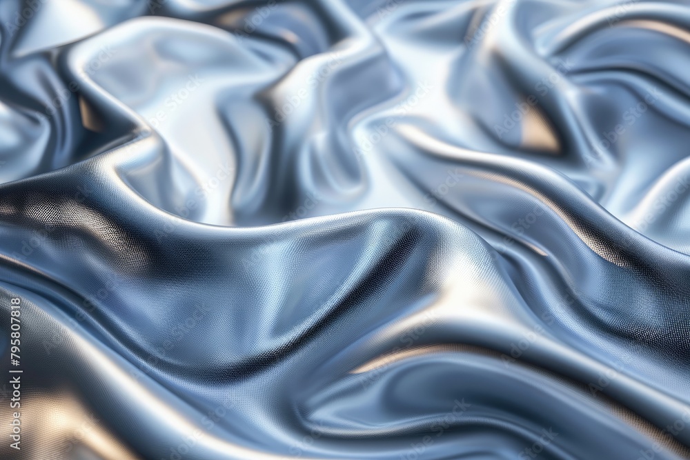 Poster a silver fabric with a pattern of silver and black. the fabric is shiny and reflective. the pattern 