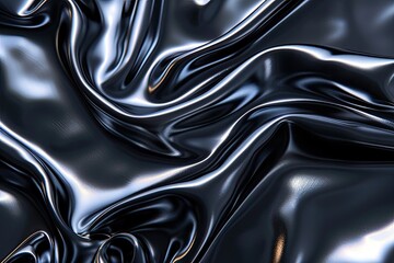 A black fabric with a shiny surface. The fabric is very smooth and has a shiny appearance