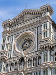 Facade detail with rose window, Santa Maria del Fiore, Florence