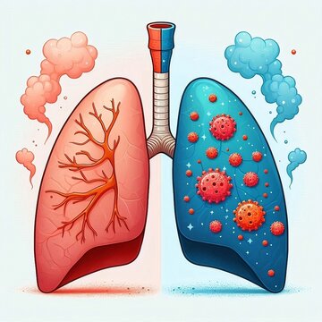healthy vs infected lungs comparison clip art preview